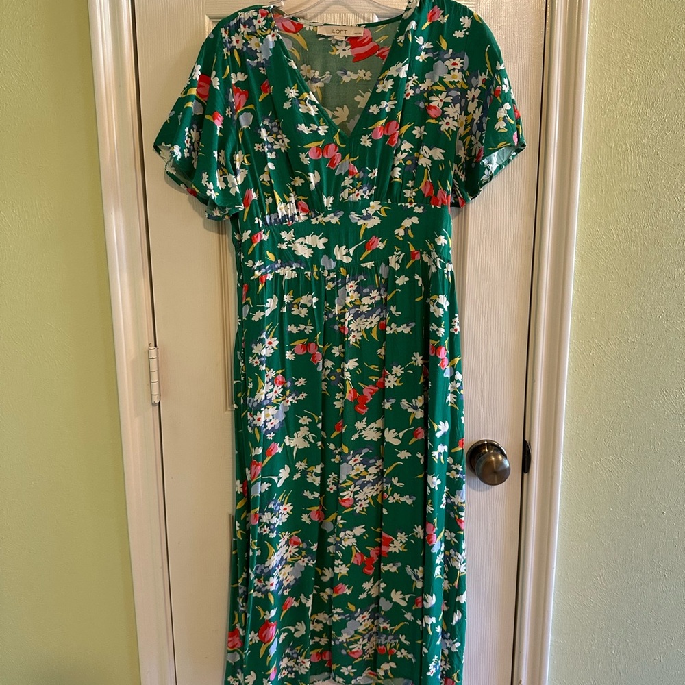 Green Floral V-Neck Women’s wrap Dress